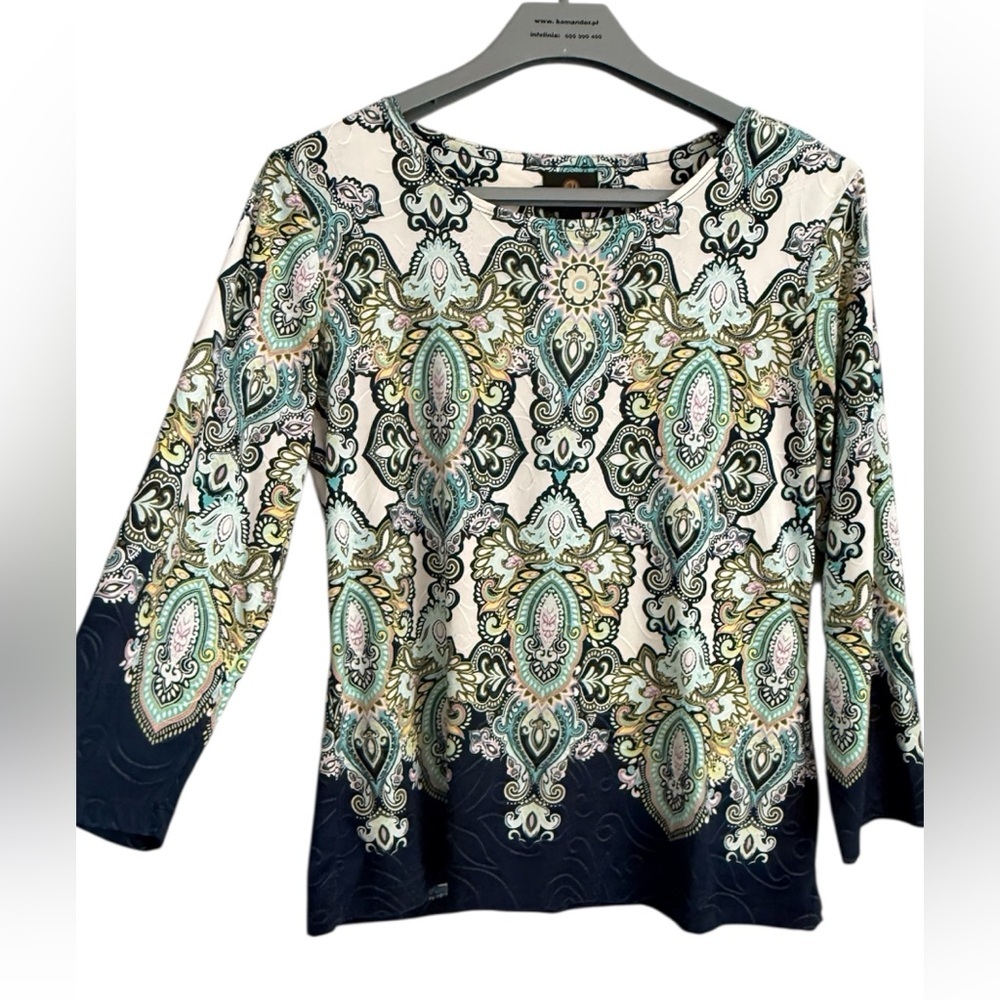 JM Collection Multicolor Paisley 
3/4 Sleeve Top size PS